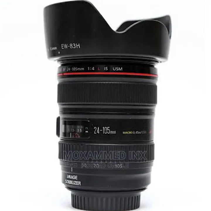 Canon EF 24-105mm F4L IS USM With Attached Lens Hood