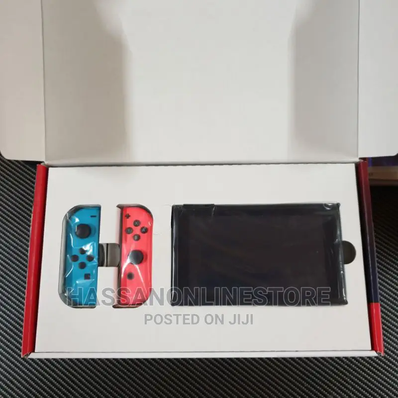 Nintendo Switch With Neon Red and Neon Blue Joy-Con