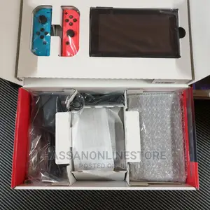 Nintendo Switch With Neon Red and Neon Blue Joy-Con