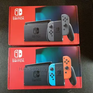 Nintendo Switch With Neon Red and Neon Blue Joy-Con