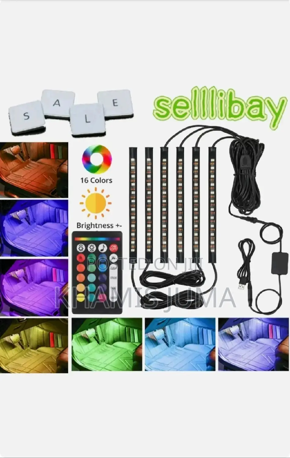 6x 12 Led Lights Strip RGB Car Interior