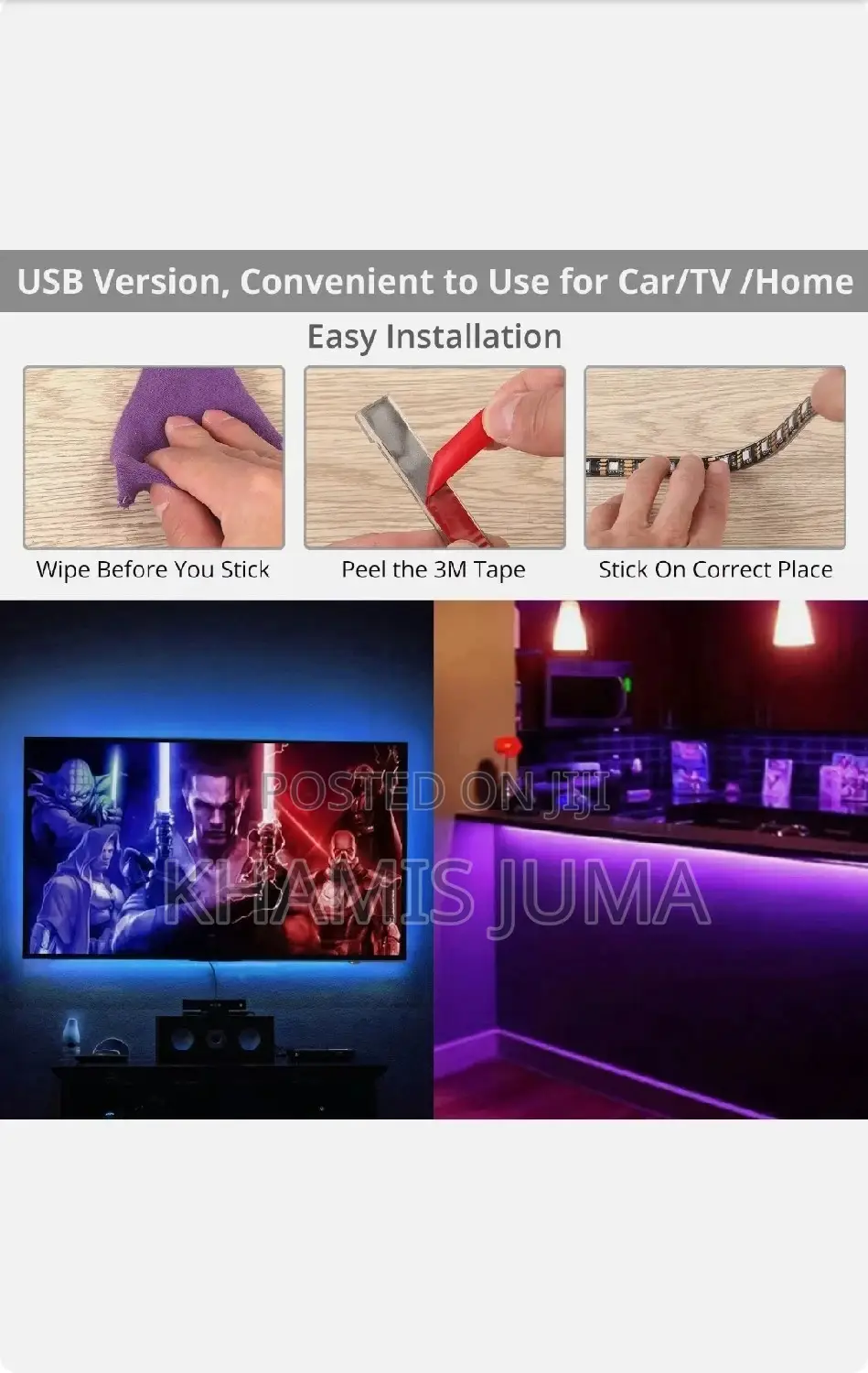6x 12 Led Lights Strip RGB Car Interior