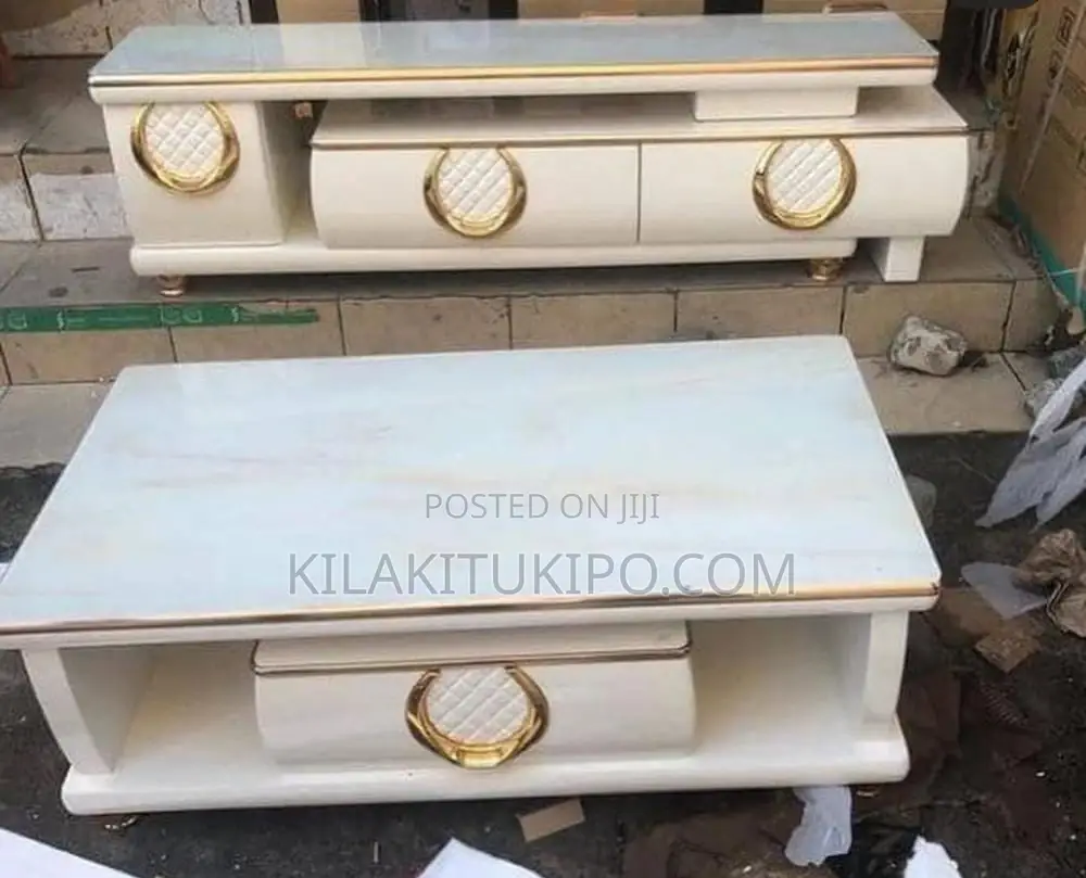 Coffee Table TV Bench Set 2pcs Gold