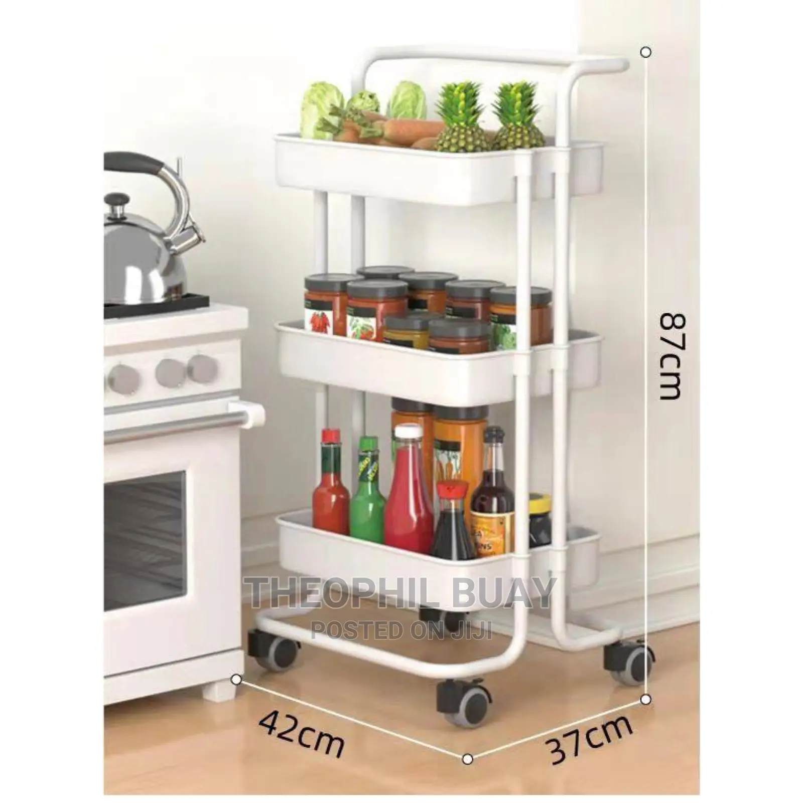 Trolley Tray Three Layer Hard in White