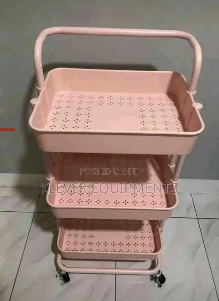 3 Tier Plastic Rolling Storage Cart With Handles