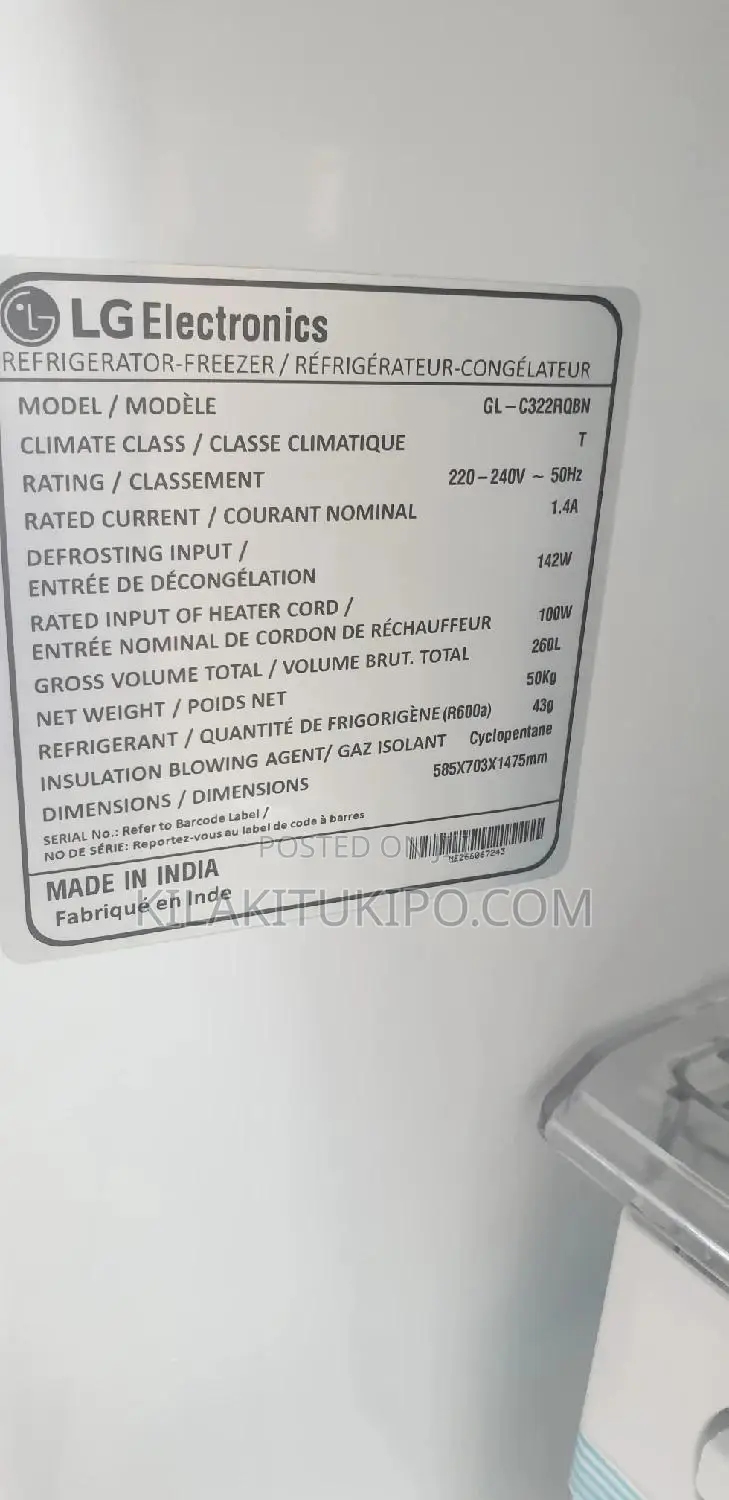 LG Refrigerator Freezer 260L