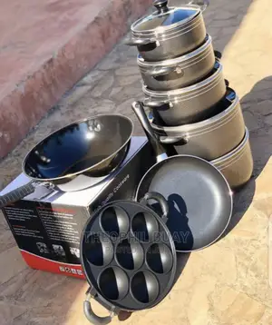 Set Ya Sufuria Tano, Frying Pan, Karai Na Kitumbua Maker
