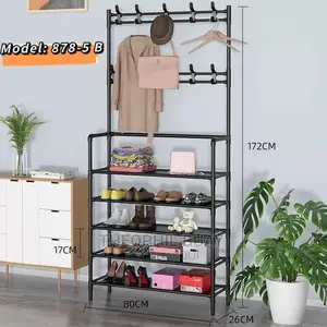 Multi-Task Shoe Rack in Black and White
