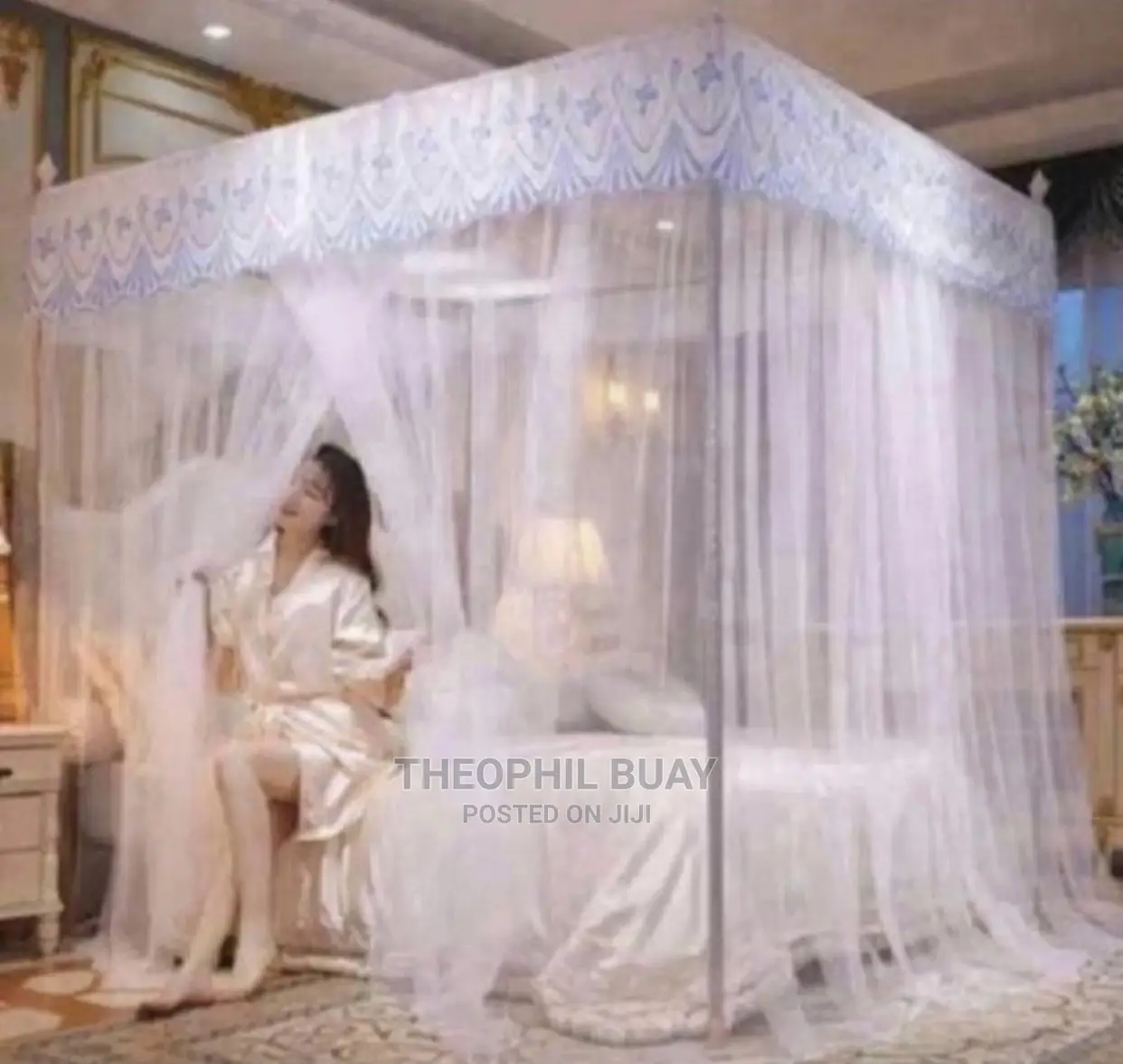White Mosquito Net With Its Supports