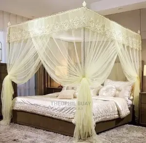 Cream Mosquito Net With Its Supports