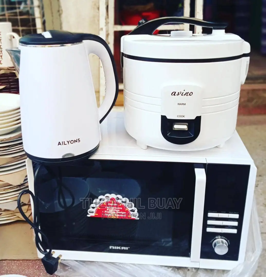 Set Nikai 23L Microwave, 2.8L Avino Rice Cooker, 1.8L Kettle