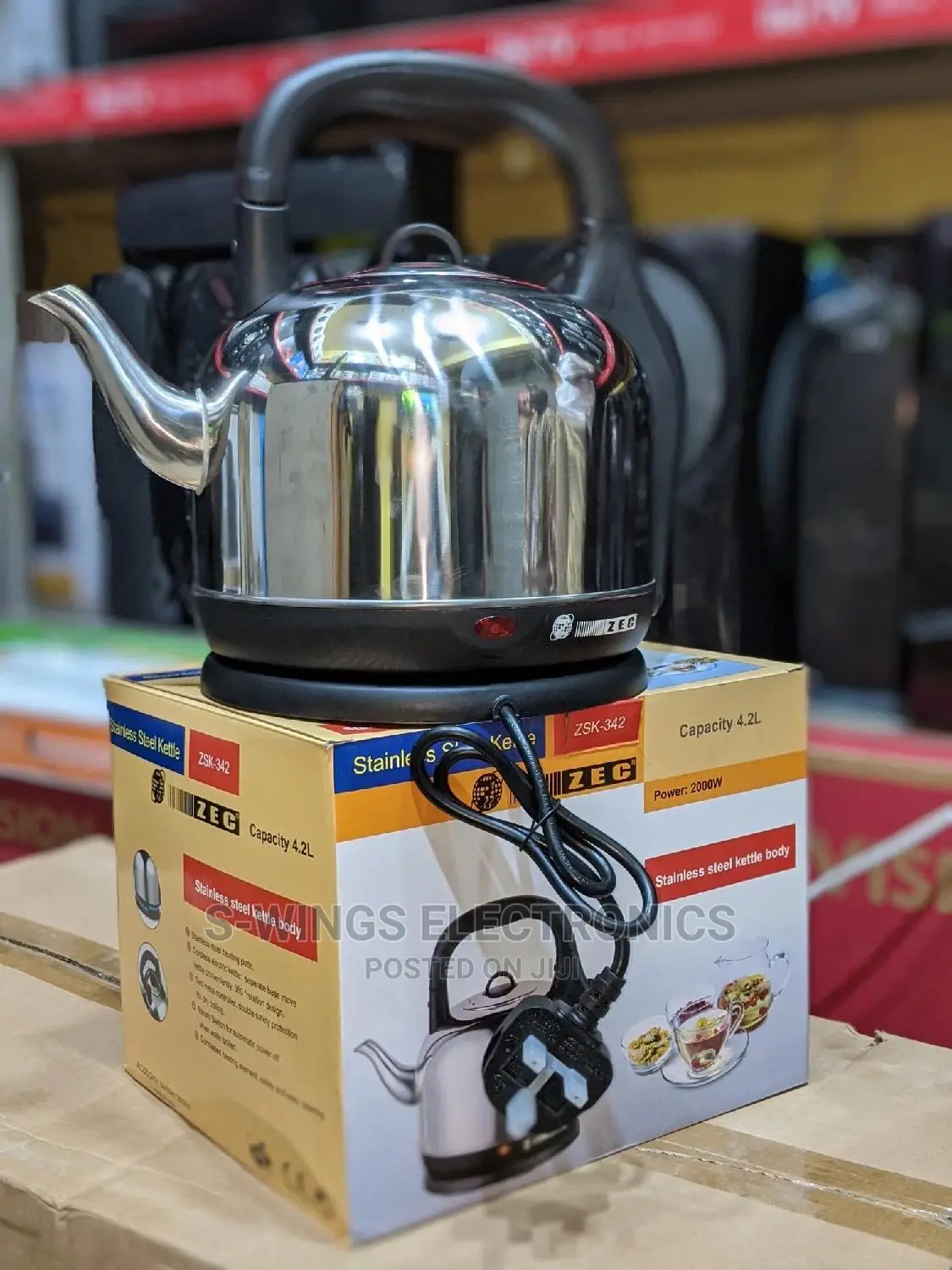 Stainless Steel Kettle Zec Brand 4.2L