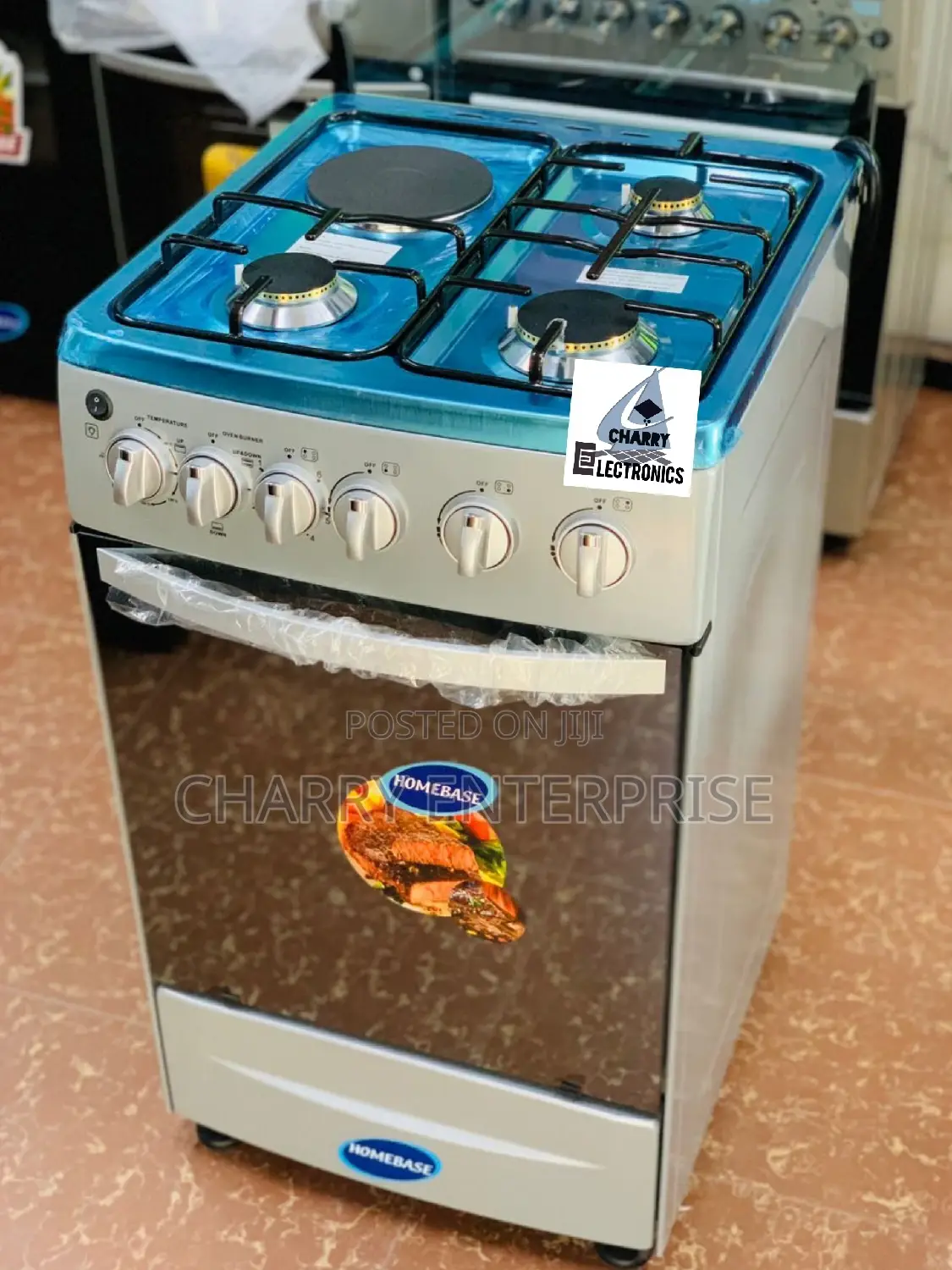 🪵HOMEBASE Cooker 3gas ,1 Electric Plate, Electric Oven 
