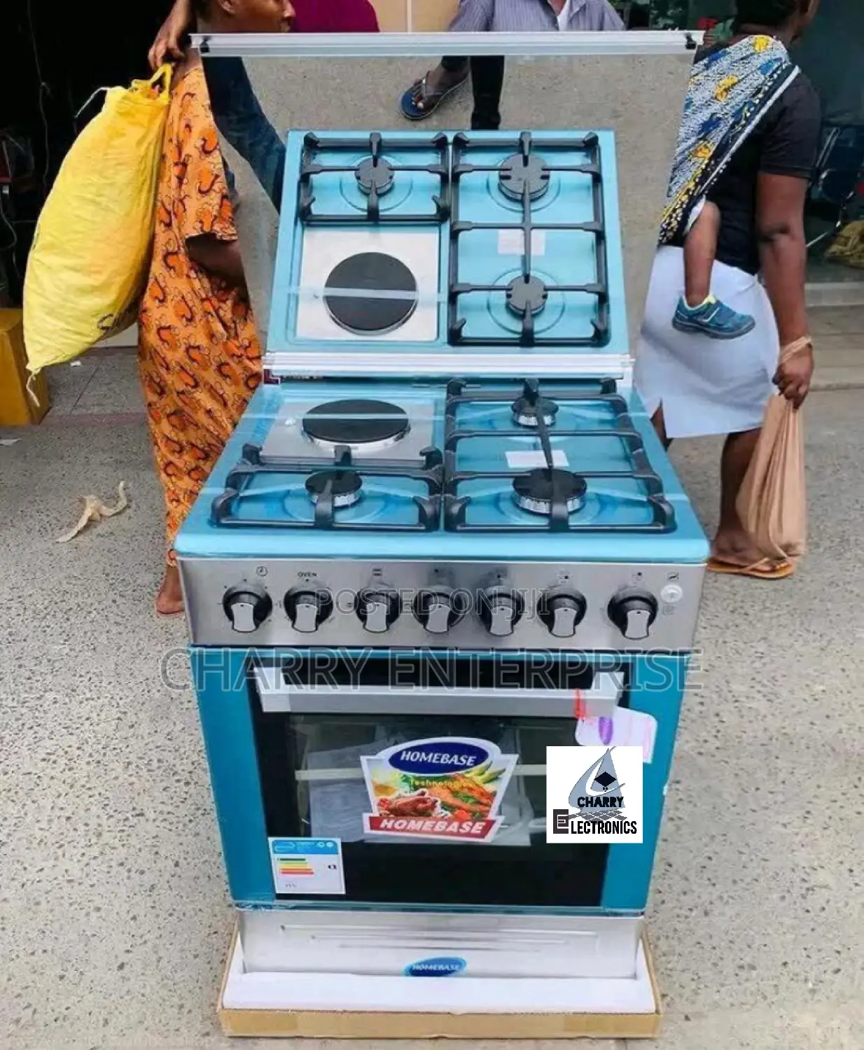 HOMEBASE Cooker 3 Gas, 1 Electric Plate 60 Cm* 60 Cm