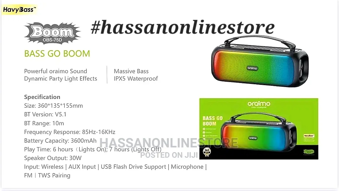 Oraimo Bass Go Boom Bluetooth Speaker
