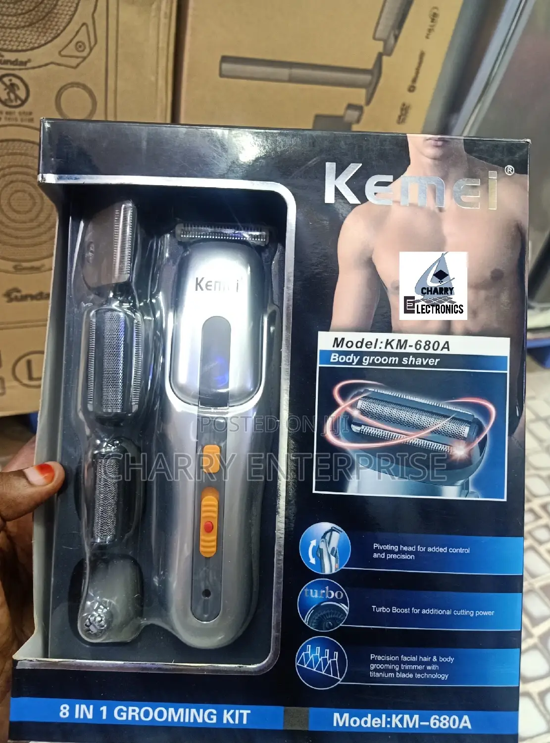 ORIGINAL KEMEI Wireless Hair Clipper Shaver 8 in 1Km- 680a