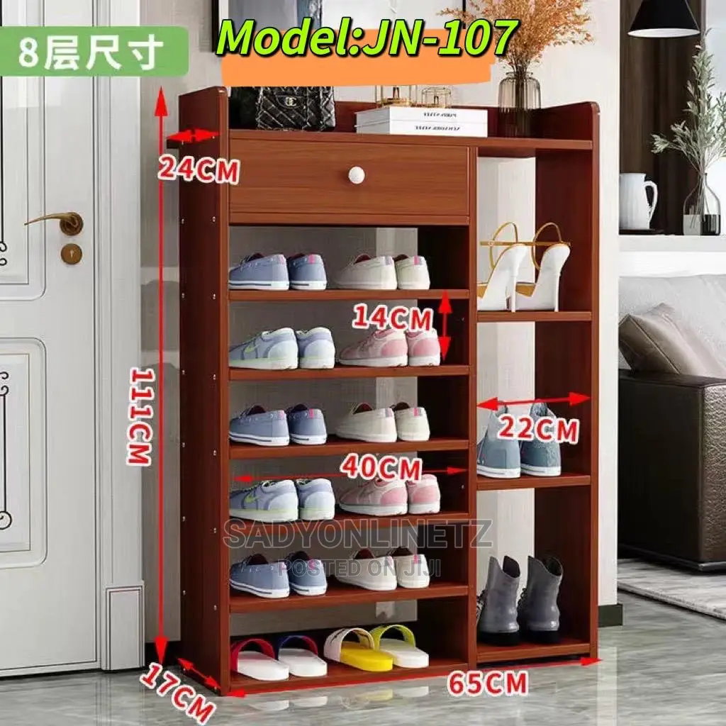 Wooden Shoes Rack With Drawers