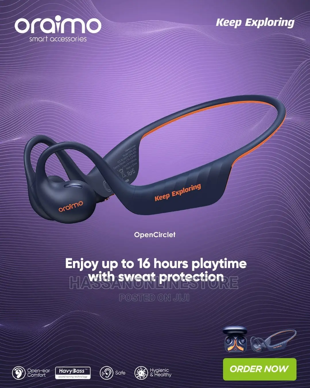 Oraimo Opencirclet IPX5 Ergonomic Bluetooth Headphones