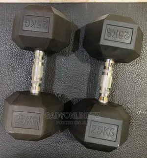 Hexagon Rubber Dumbbell 25kg