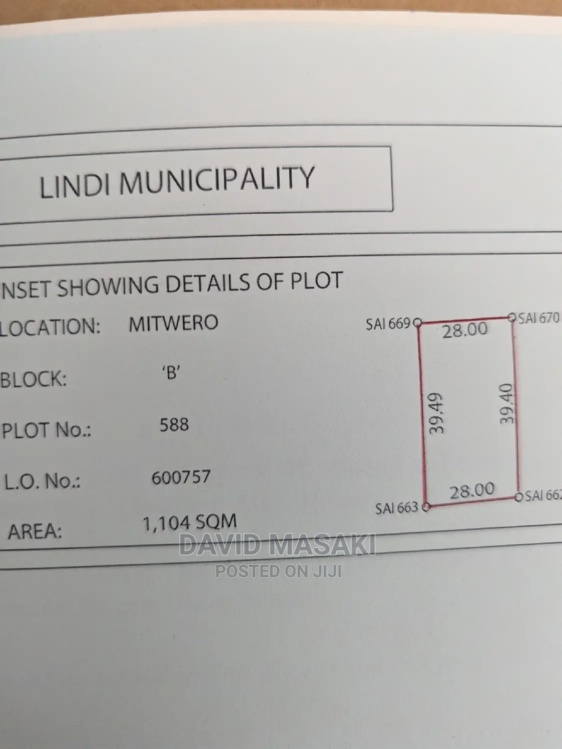 2 Lindi (Mitwero) Plots for Sale