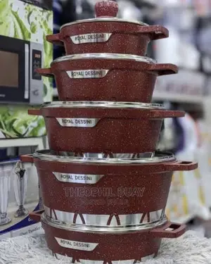 Sufuria Granite Nzito Imara Set Ya 5 Maroon