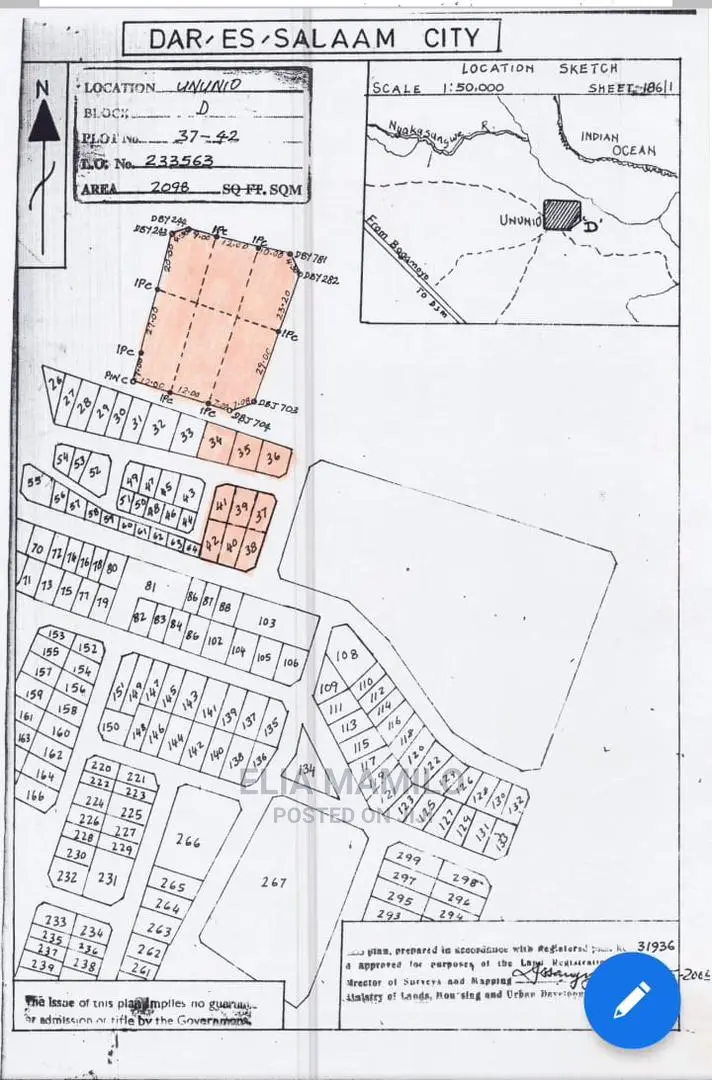 Undeveloped Beach Plot for Sale in Ununio Dar ES Salaam