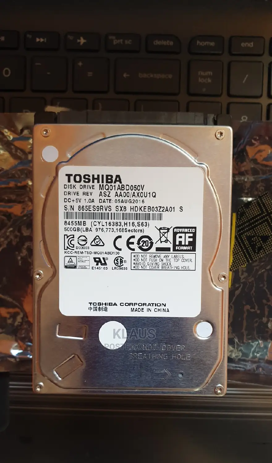 Toshiba HDD 500GB 100% Health