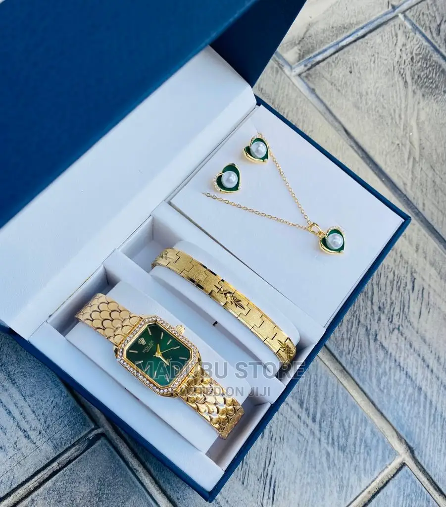 A Set of Watch, Bracelet, Necklace and Earrings