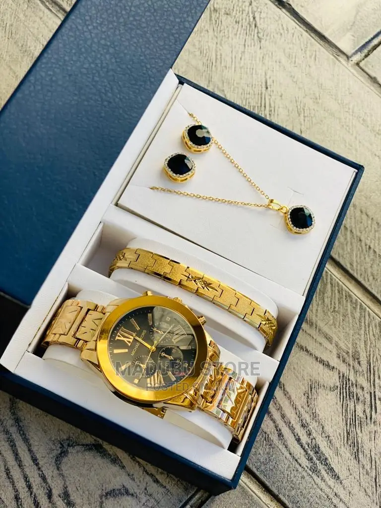 A Set of Watch, Bracelet, Necklace and Earrings