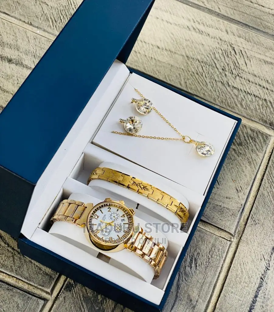 A Set of Watch, Bracelet, Necklace and Earrings