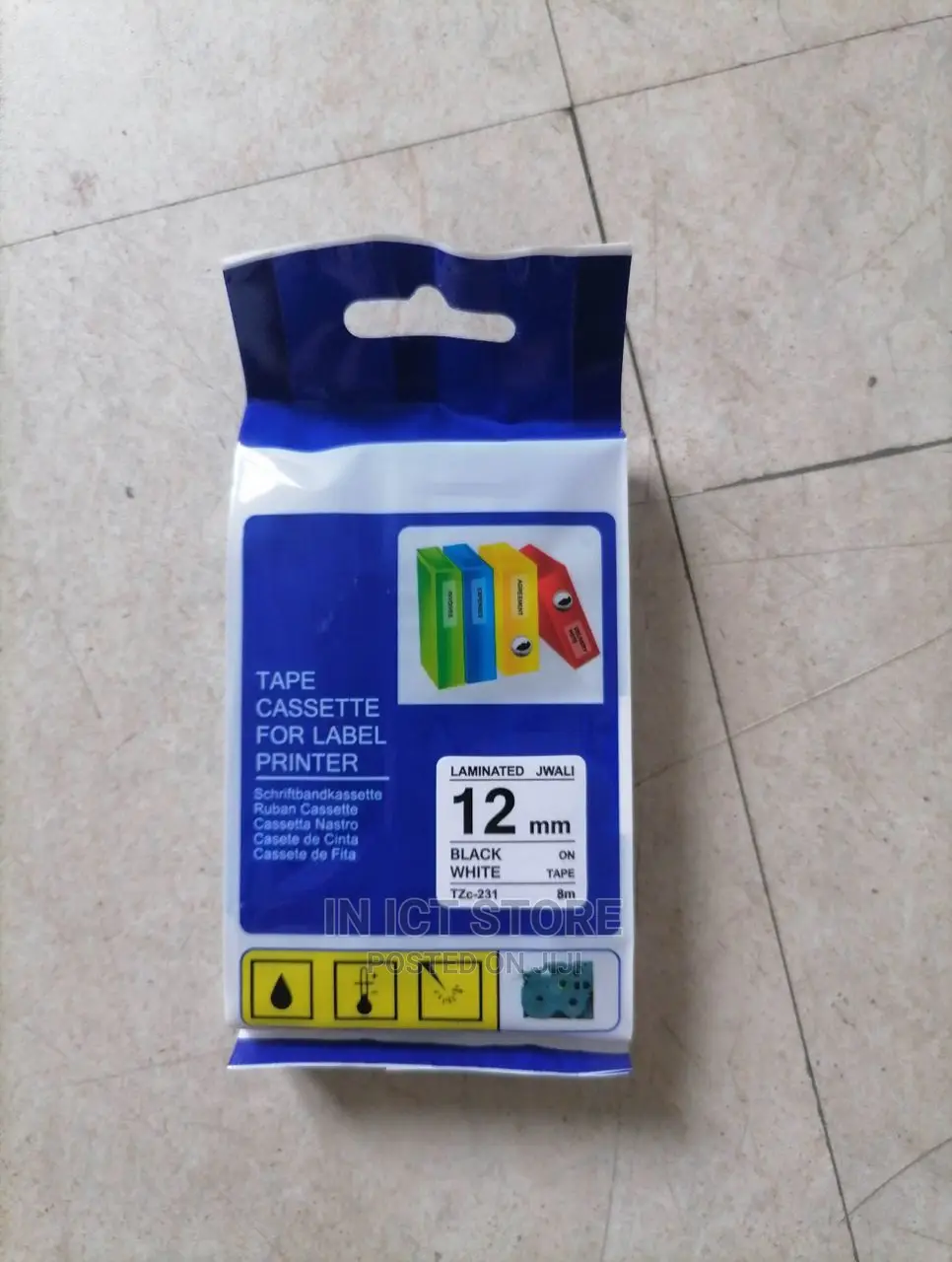 TZ Black Tape Label Maker TZ2-231 12mm Laminated Tape Cartri