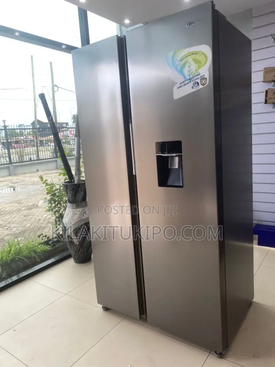 Bruhm Side by Side BLACK Refrigerator 516L