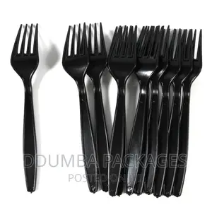 Disposable Tableware Plastic Black Forks Pc50