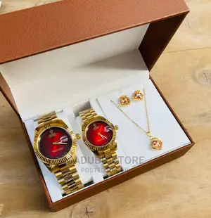 Fashion Set of Two Couple Watches, Earrings, Necklace