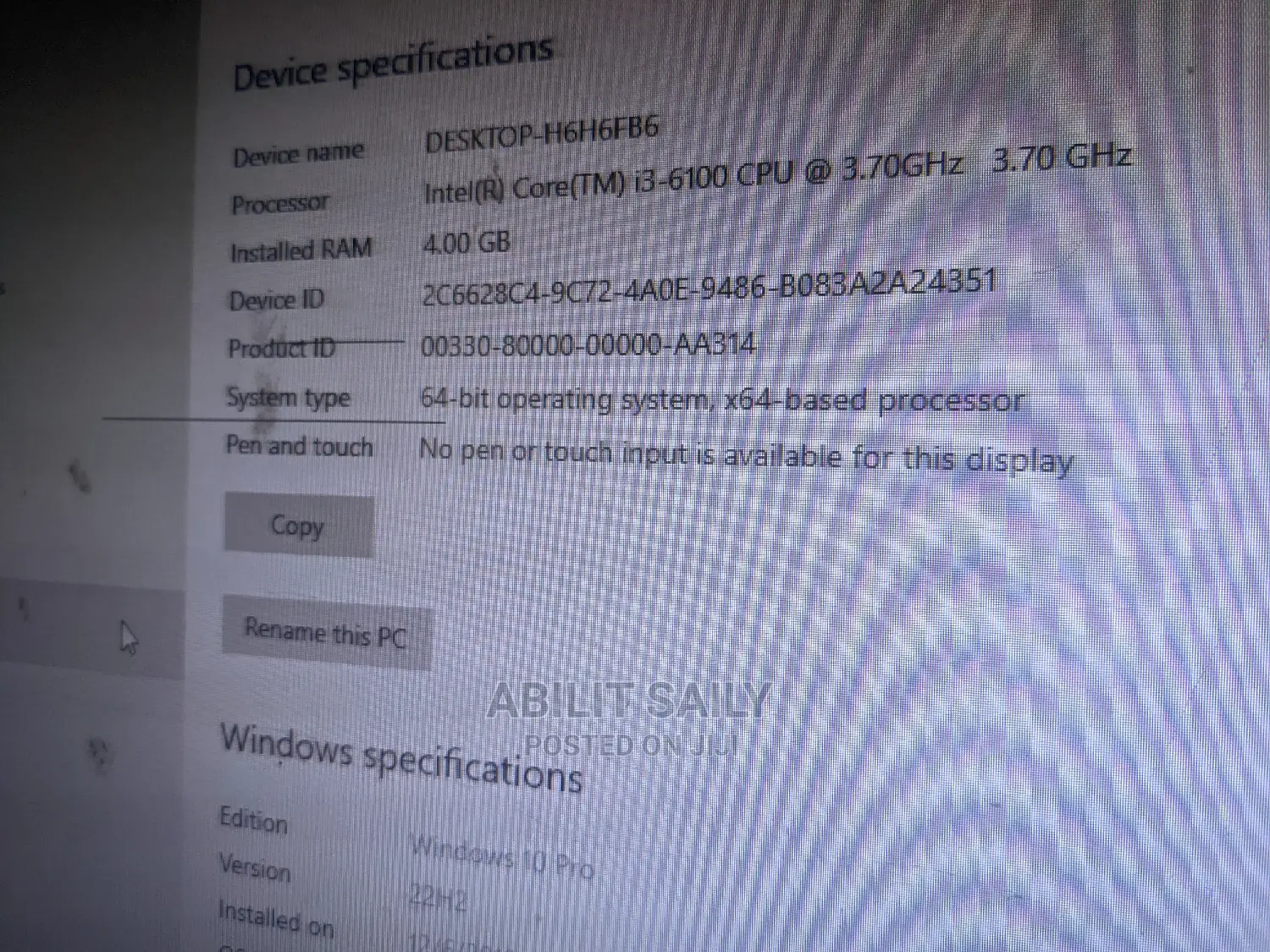 Desktop Computer Lenovo S510 4GB Intel Core I3 HDD 500GB