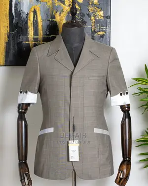Grey Color Kaunda Suit Short Sleeve|Kaunda Suti Mikono Mifup