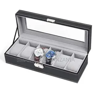 Watch Case, 6 Slot Leather Watch Box Display Case Organizer