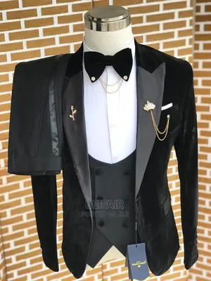 Black Velvet Men's Suits | Suti Za Kiume