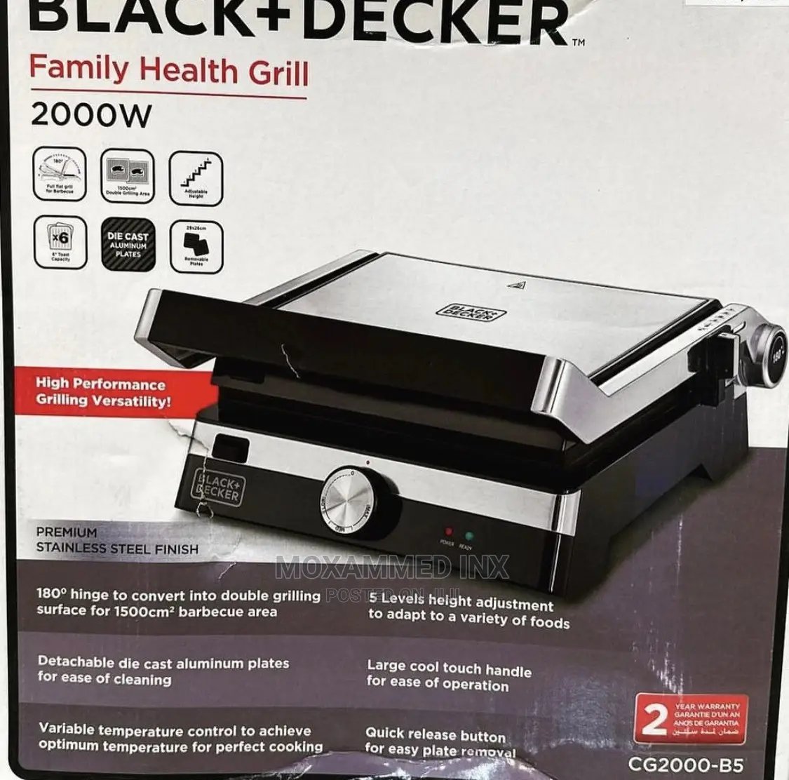 Black+Decker Family Health Grill 2000W