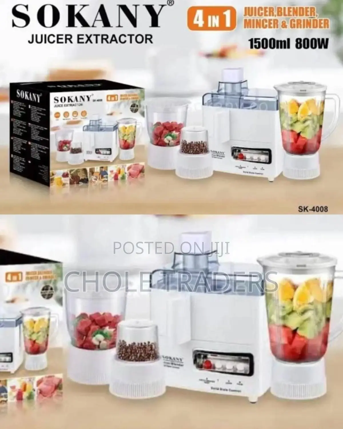 Sokany 4 in 1 Juicer, Blender, Chopper Grinder