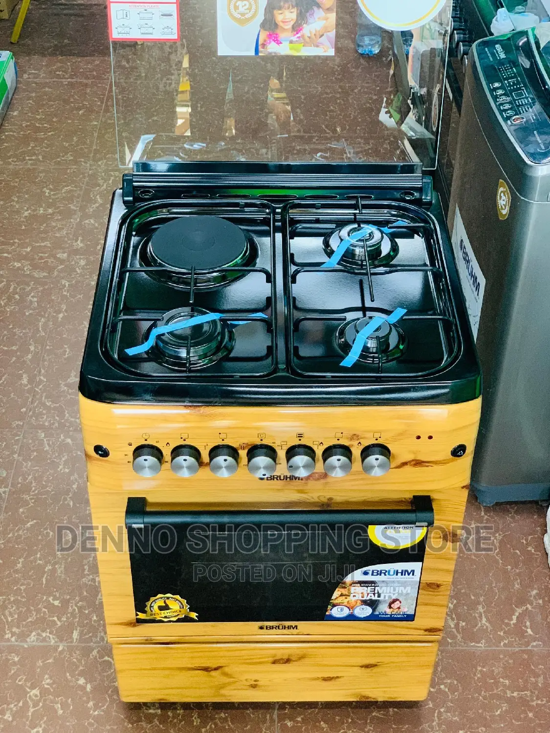 Bruhum 4 Plates Electric Oven Cooker(3 Gas 1 Electric)