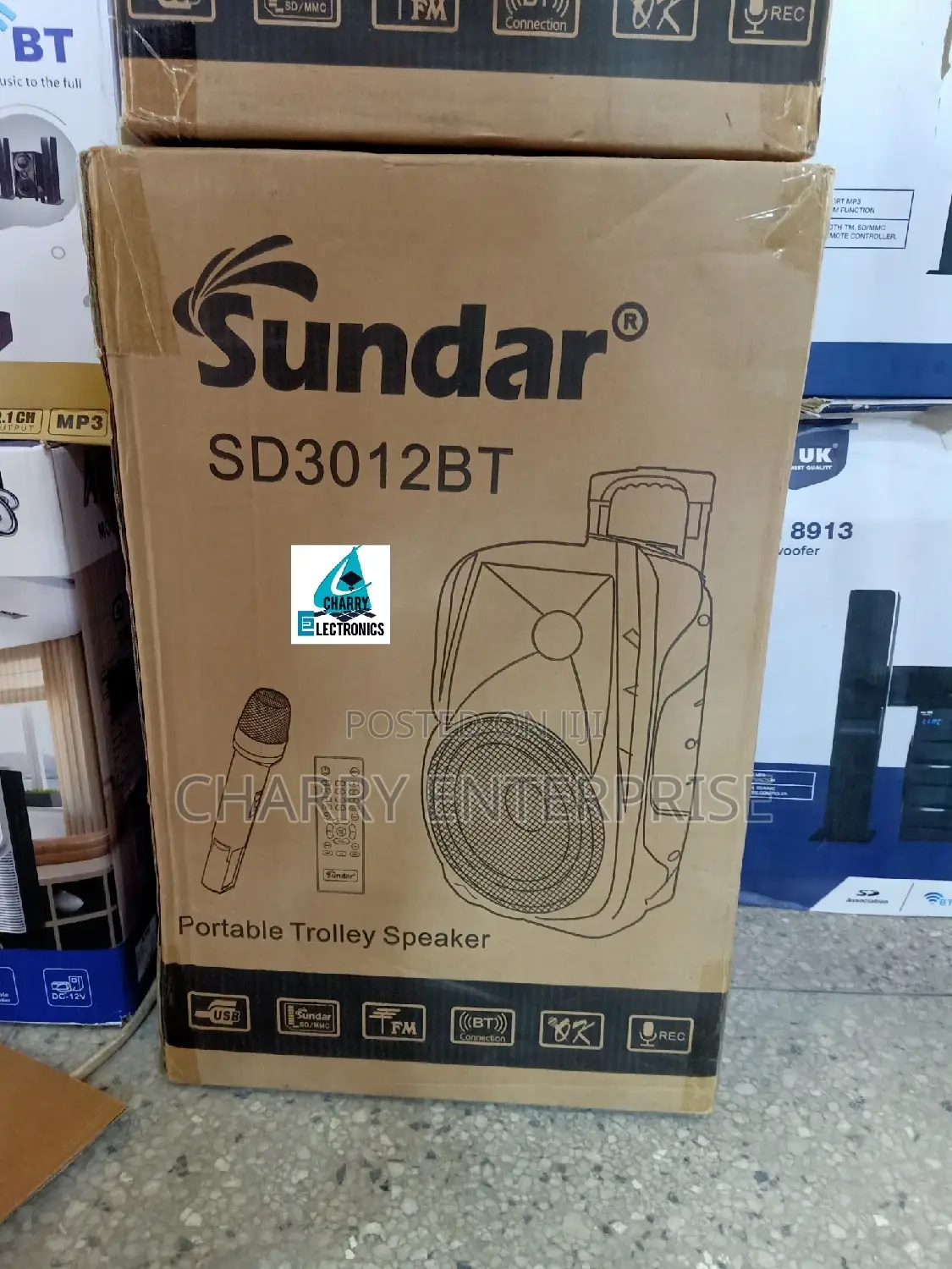 Sundar Rechargeable Speaker 12 Inch With Stand and Mic Clear Sound