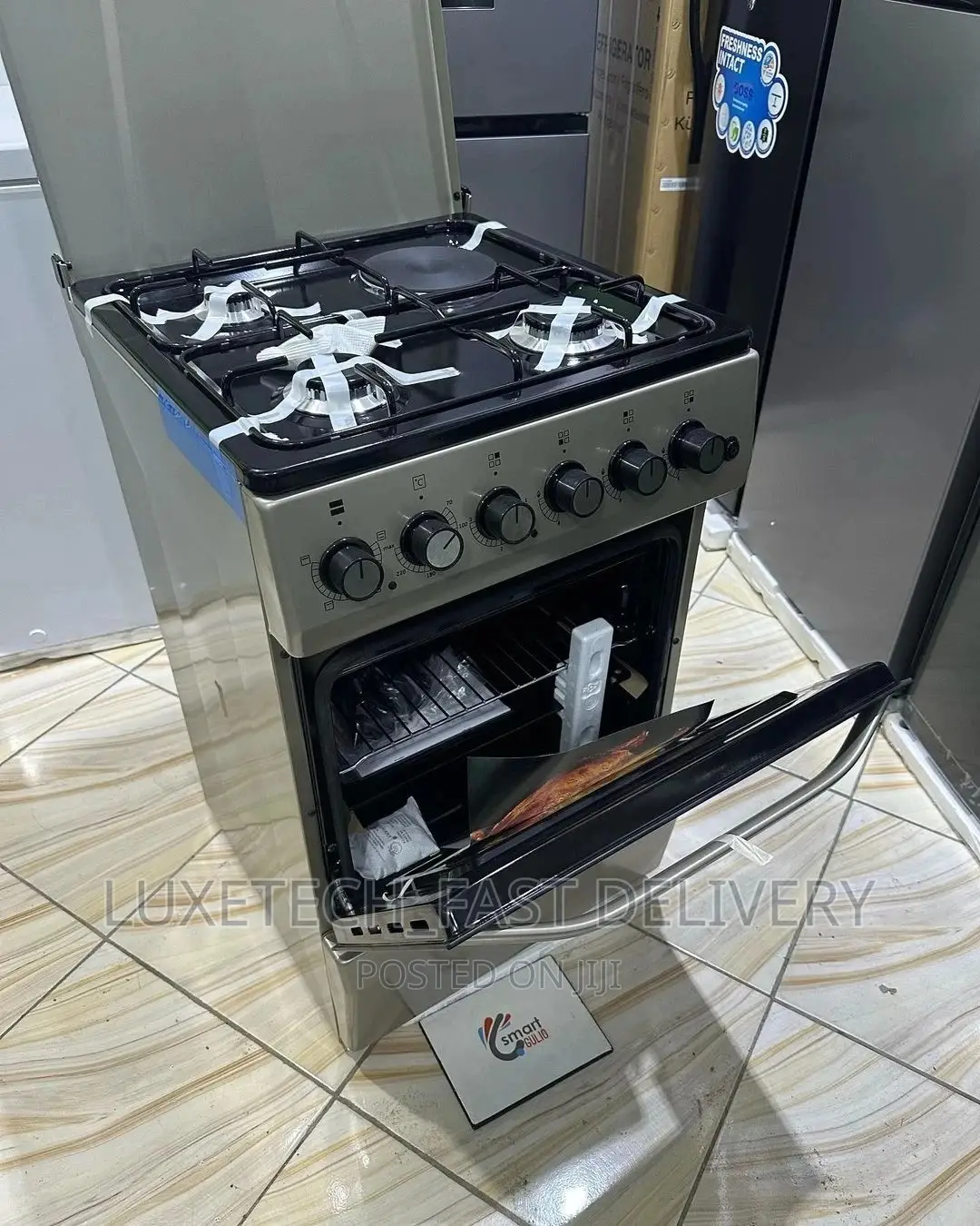 Euron Electric and Gas Cooker With Oven 4 Plate 50*50 Silver