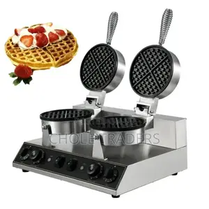 Commercial Double-Head Waffle Maker Machine Stainless Steel