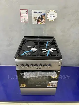 Bruhm Electric and Gas Cooker With Oven 4 Plate 60*60 Silver