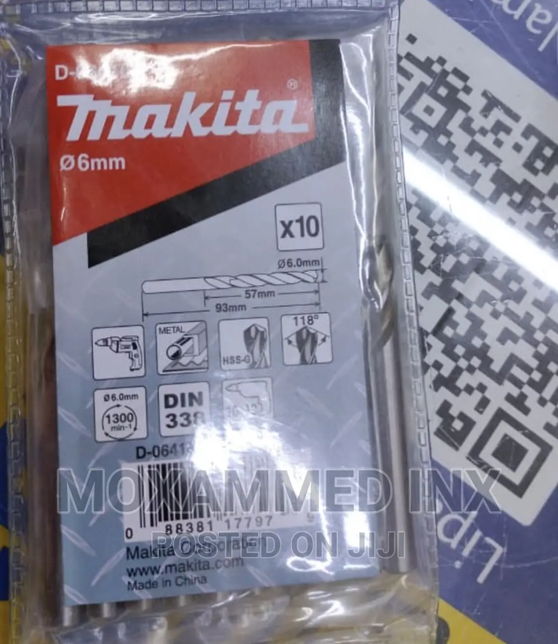 Makita Steel Bit M6 Set. (10p)