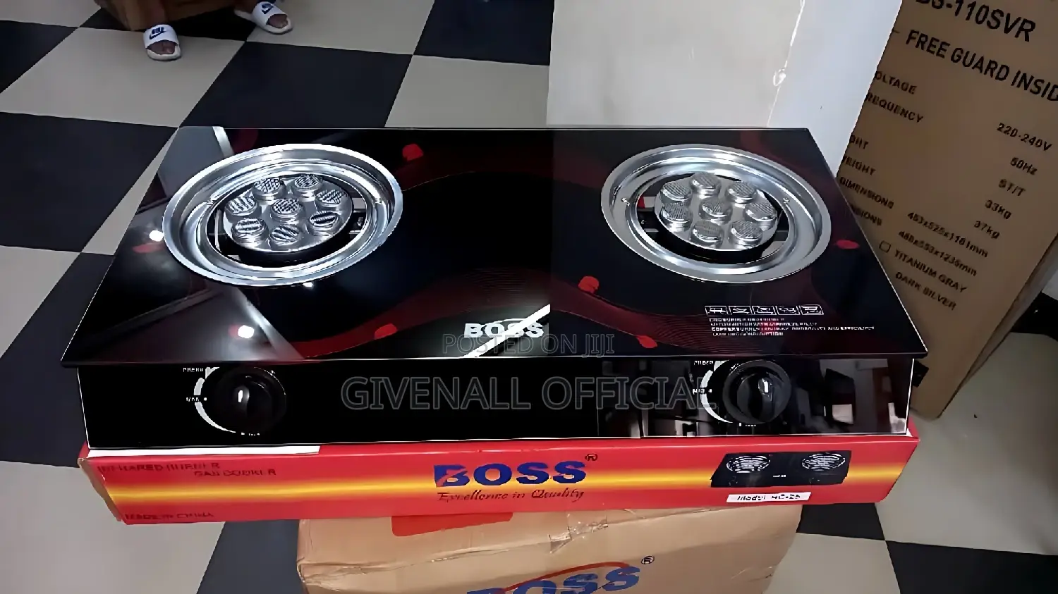 Jiko LA Gesi LA Boss Pleti Mbili Kioo