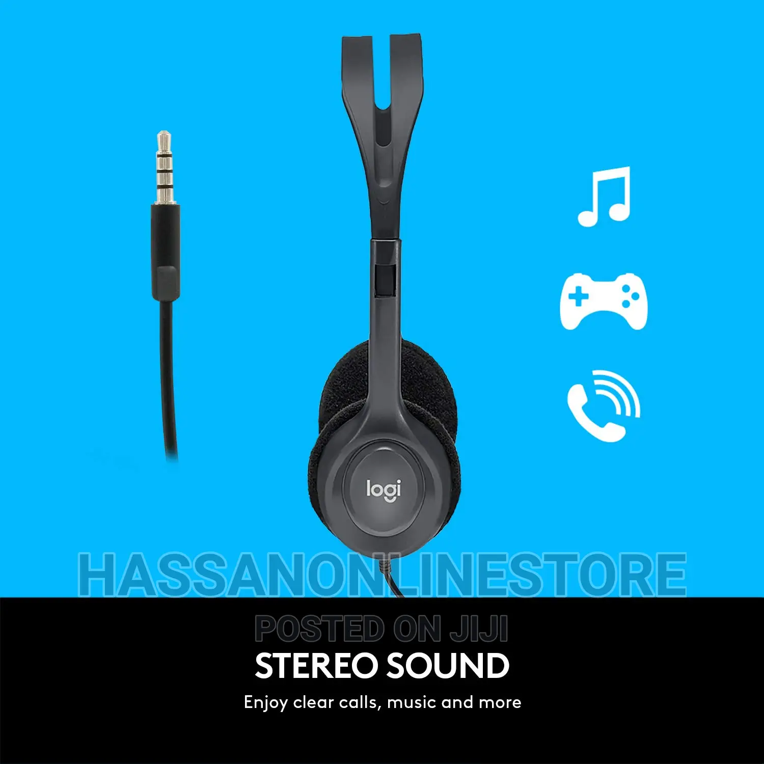 Logitech H111 Wired on Ear Headphones With Mic - Black