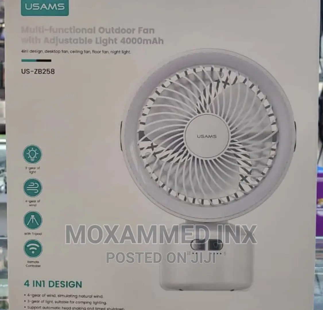 Multifunctional Outdoor Fan With Light 4000mah