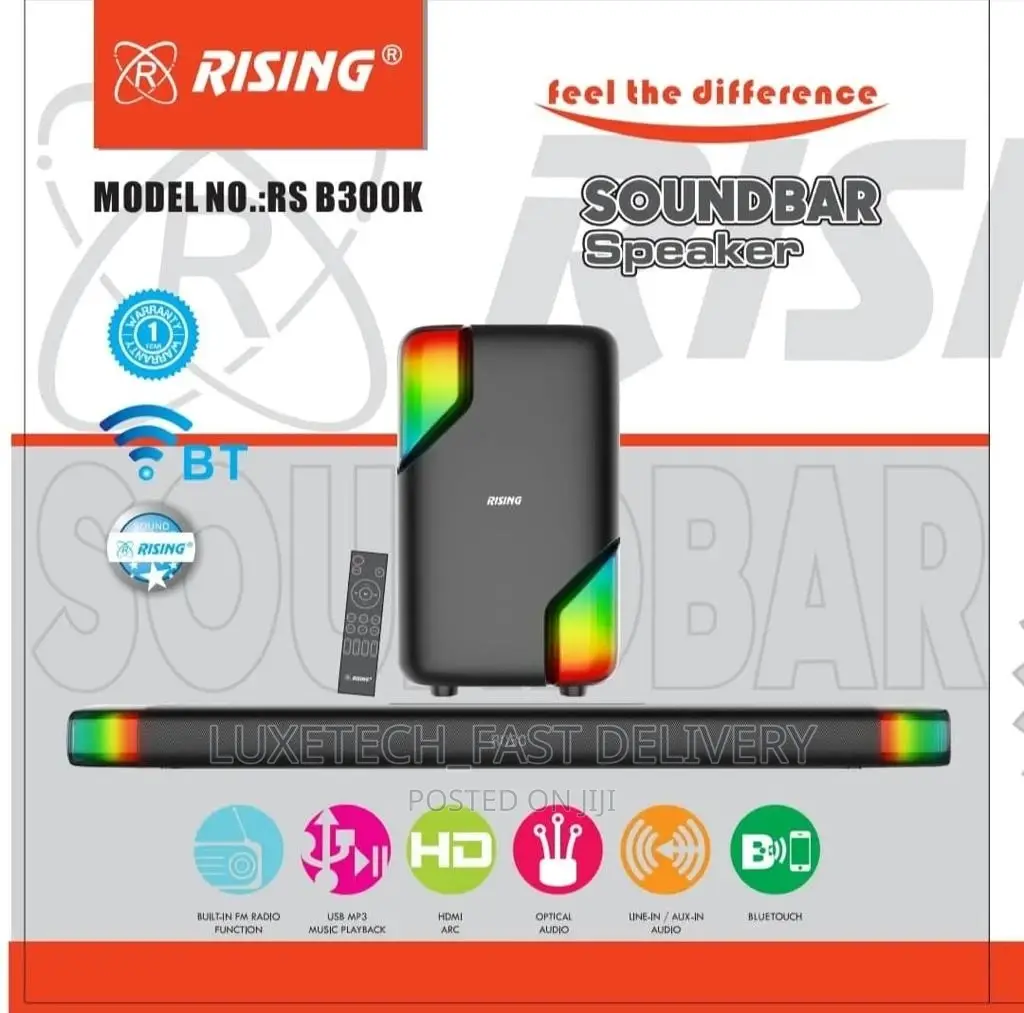 Rising Soundbar Subwoofer With LED Lights and Quality Sound